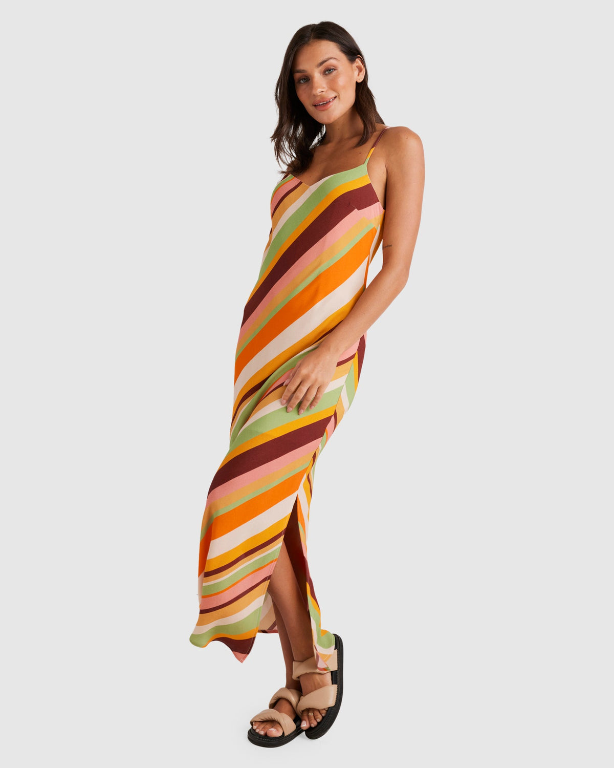 WOMENS SAFFRON BIAS MIDI DRESS