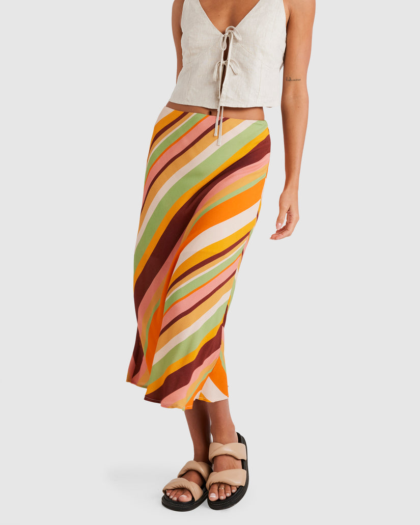 Womens Saffron Bias Midi Skirt
