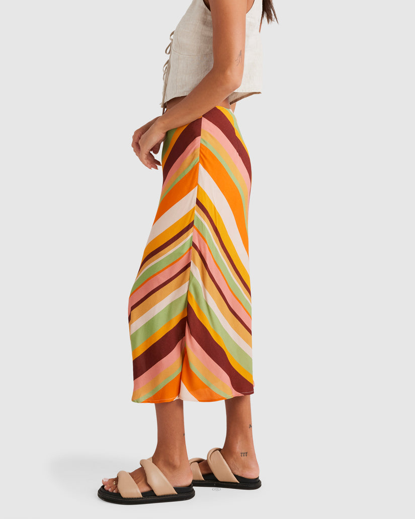Womens Saffron Bias Midi Skirt