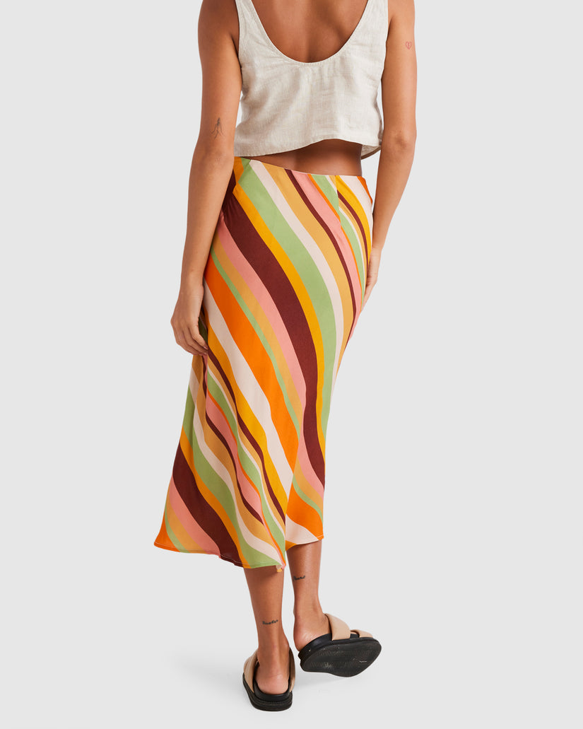 Womens Saffron Bias Midi Skirt