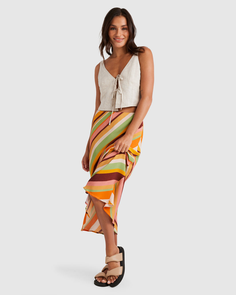 Womens Saffron Bias Midi Skirt