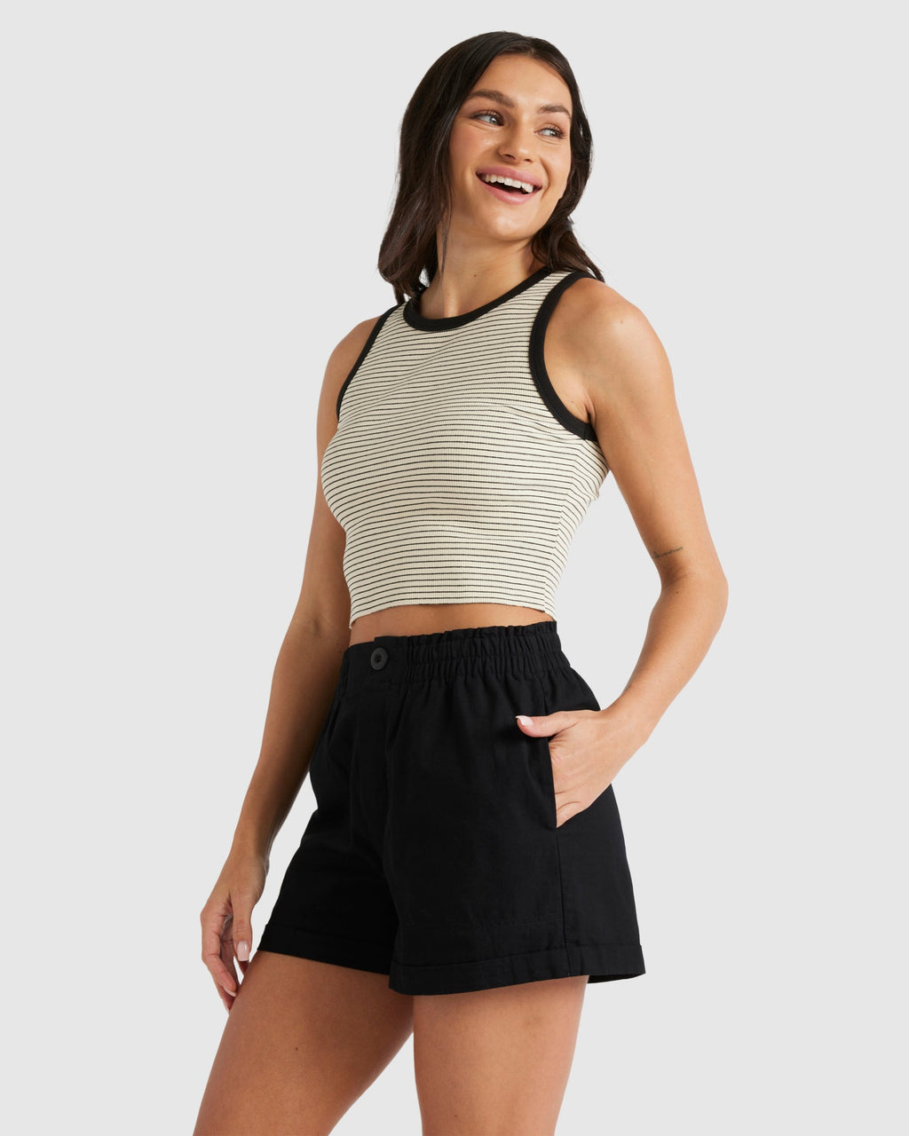 WOMENS BOY STRIPE CROP TANK TOP