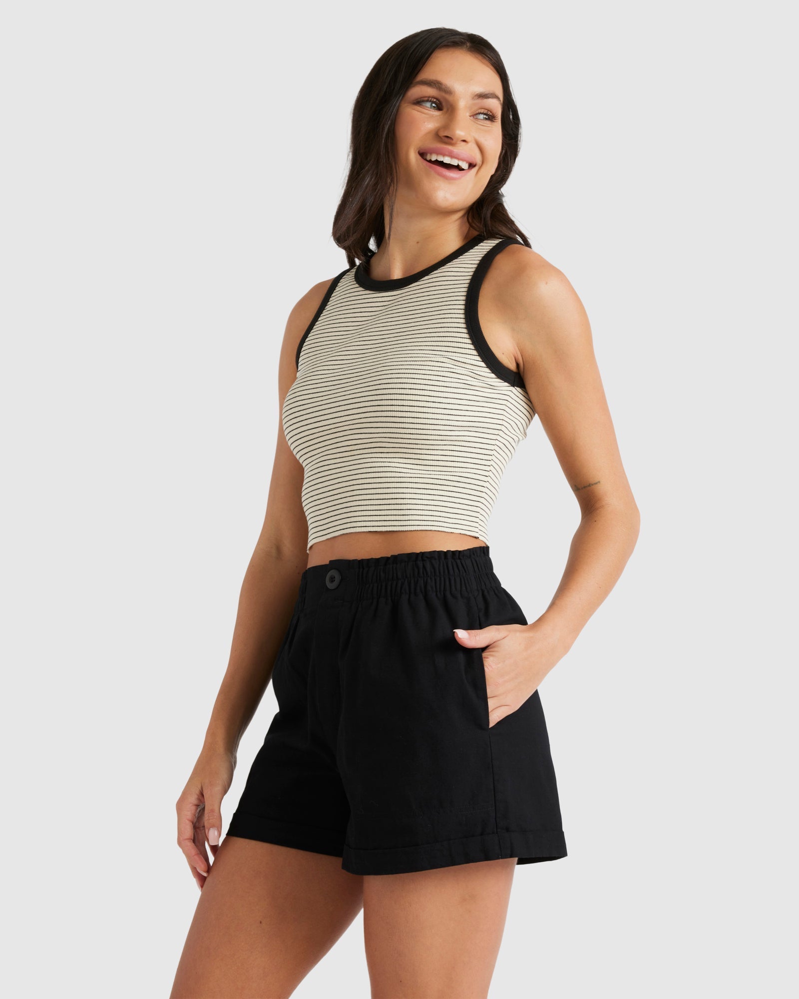 WOMENS BOY STRIPE CROP TANK TOP