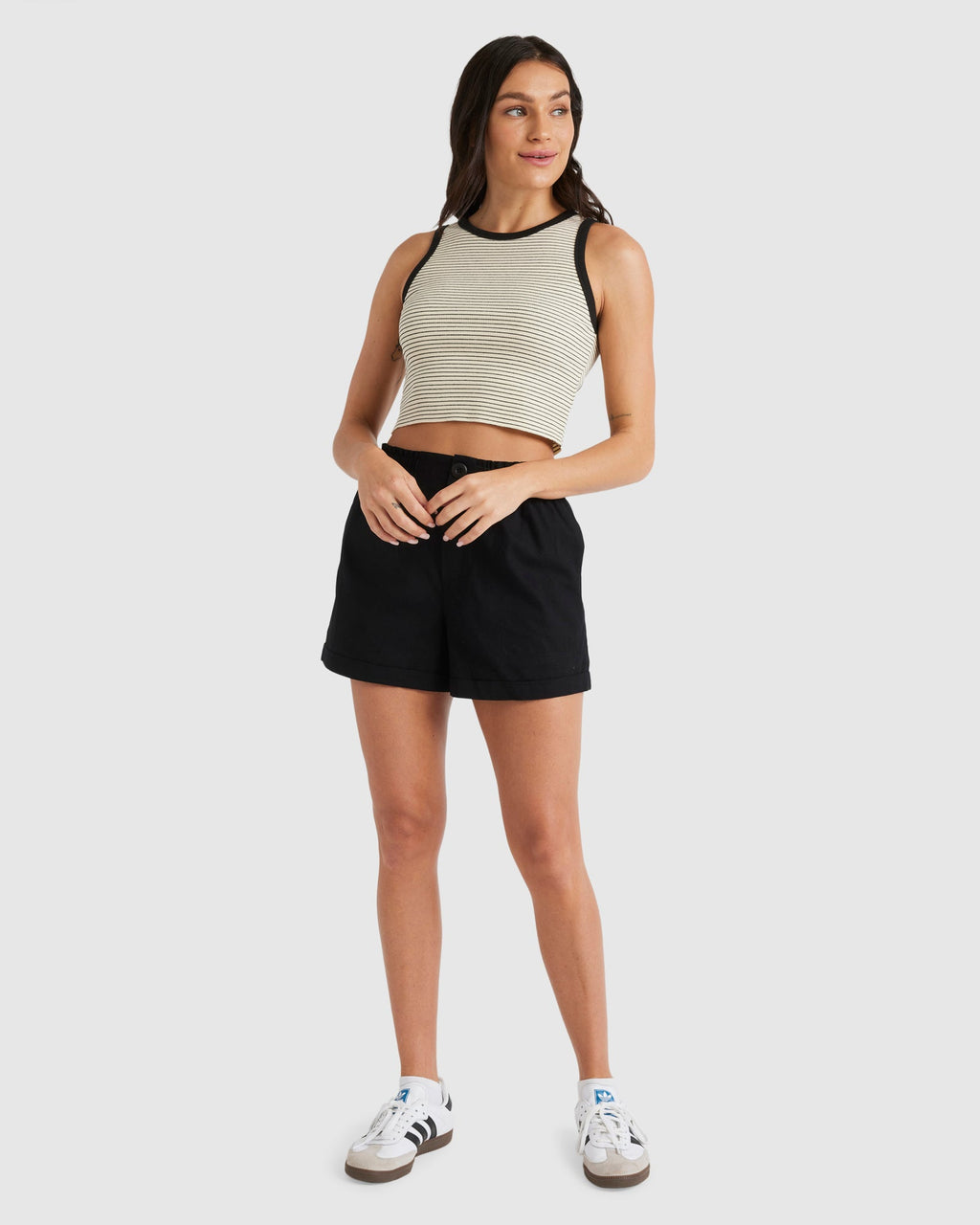 WOMENS BOY STRIPE CROP TANK TOP