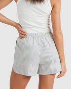 WOMENS SLIDER STRIPE ELASTIC WAIST SHORTS