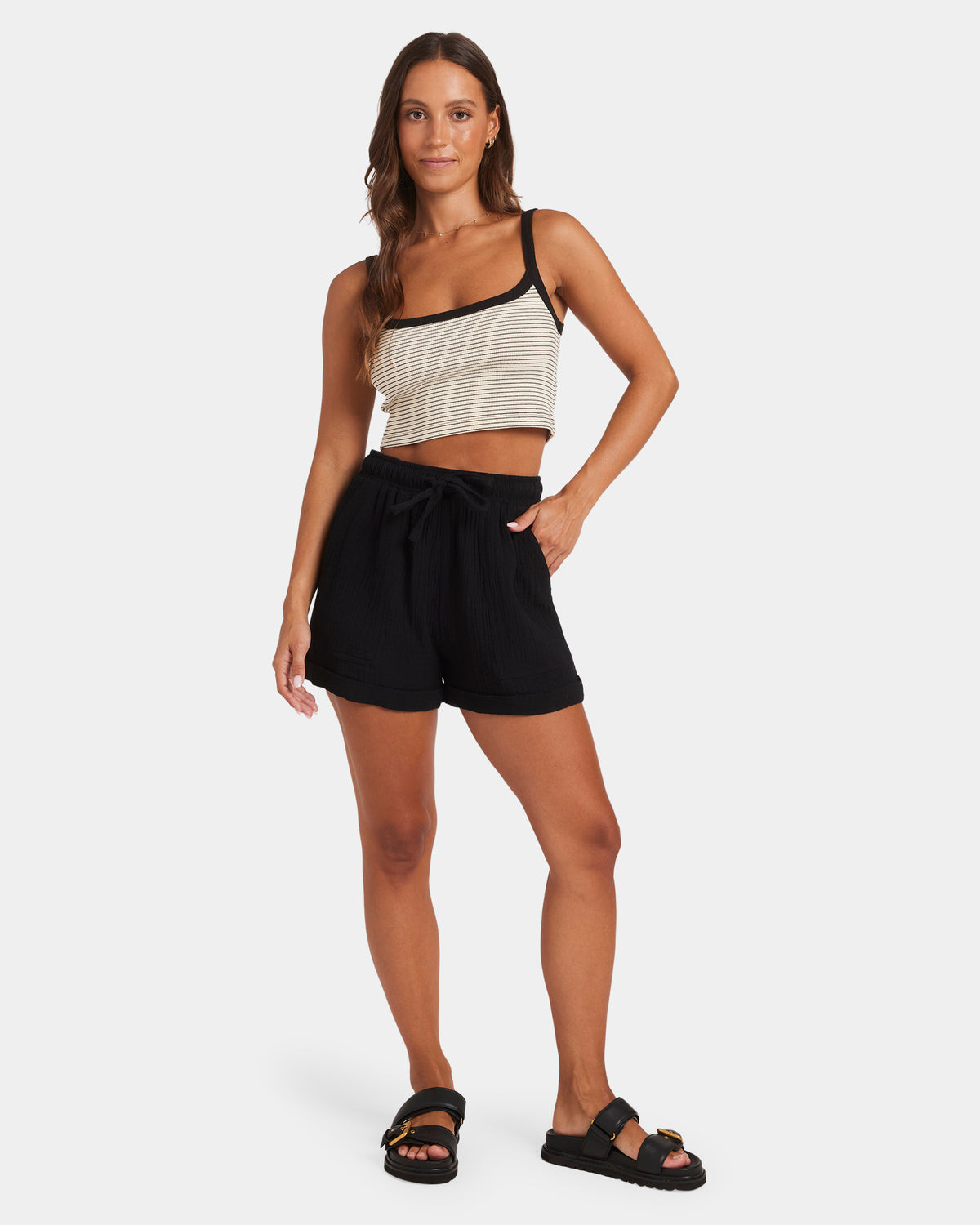 WOMENS HORIZON STRIPE CROP TANK
