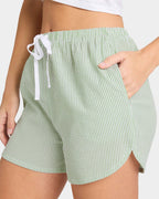 Womens Seeker Stripe Elastic Waist Shorts
