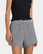 Womens Carnival Check Elastic Waist Shorts
