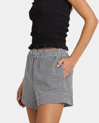 Womens Carnival Check Elastic Waist Shorts