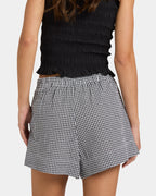 Womens Carnival Check Elastic Waist Shorts
