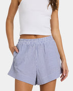 Womens Wilderness Stripe Elastic Waist Shorts