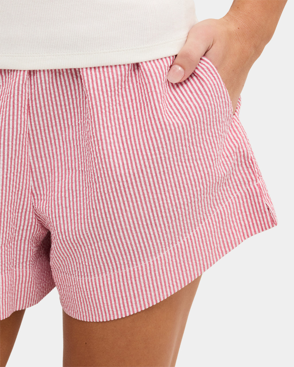 Womens Wilderness Stripe Elastic Waist Shorts