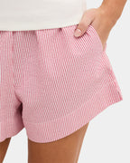 Womens Wilderness Stripe Elastic Waist Shorts