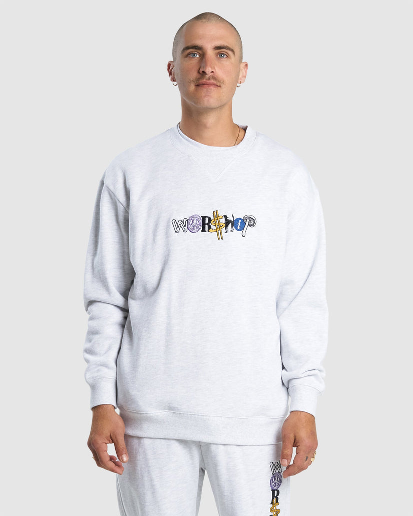 MENS JUMBLE FLEECE CREW NECK