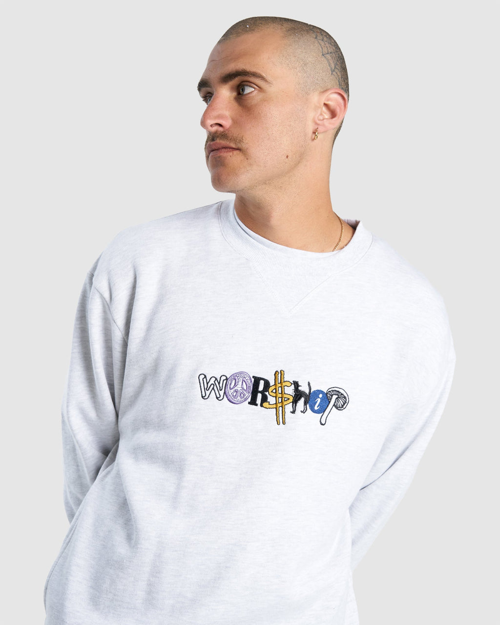 MENS JUMBLE FLEECE CREW NECK
