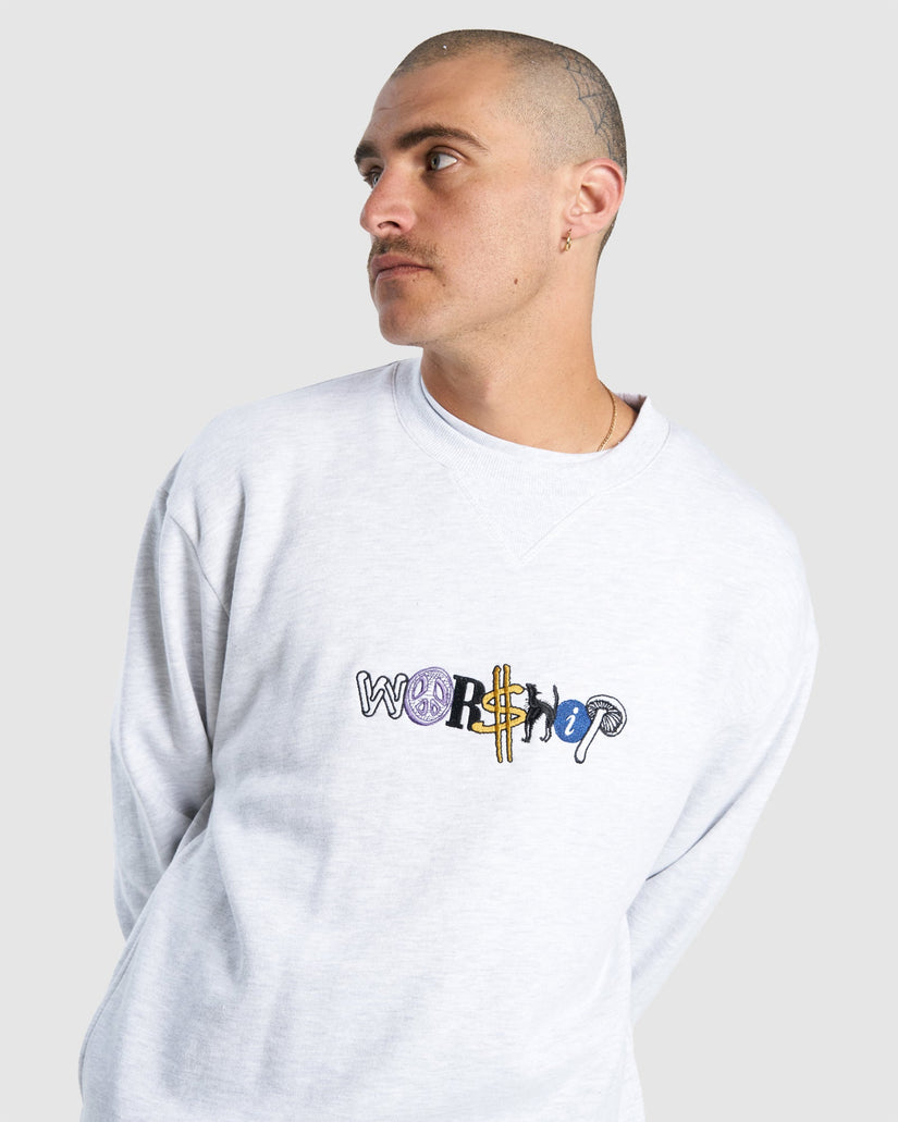 MENS JUMBLE FLEECE CREW NECK
