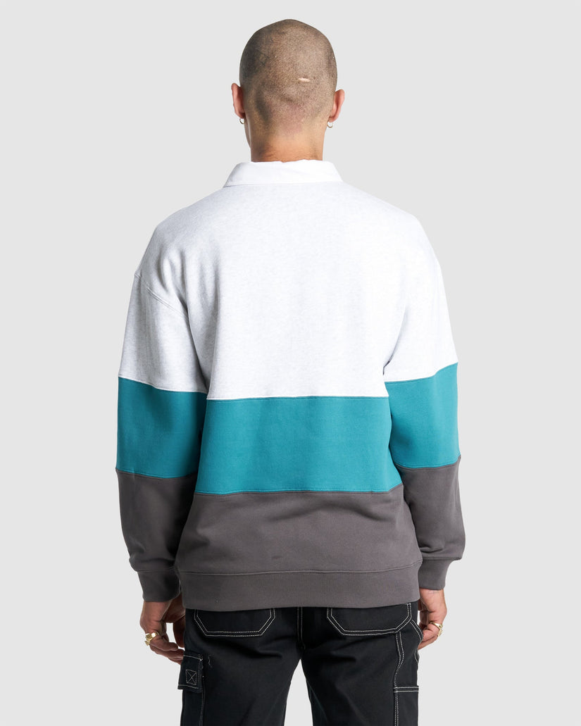 Mens Get Off Paneled Rugby Fleece Jumper