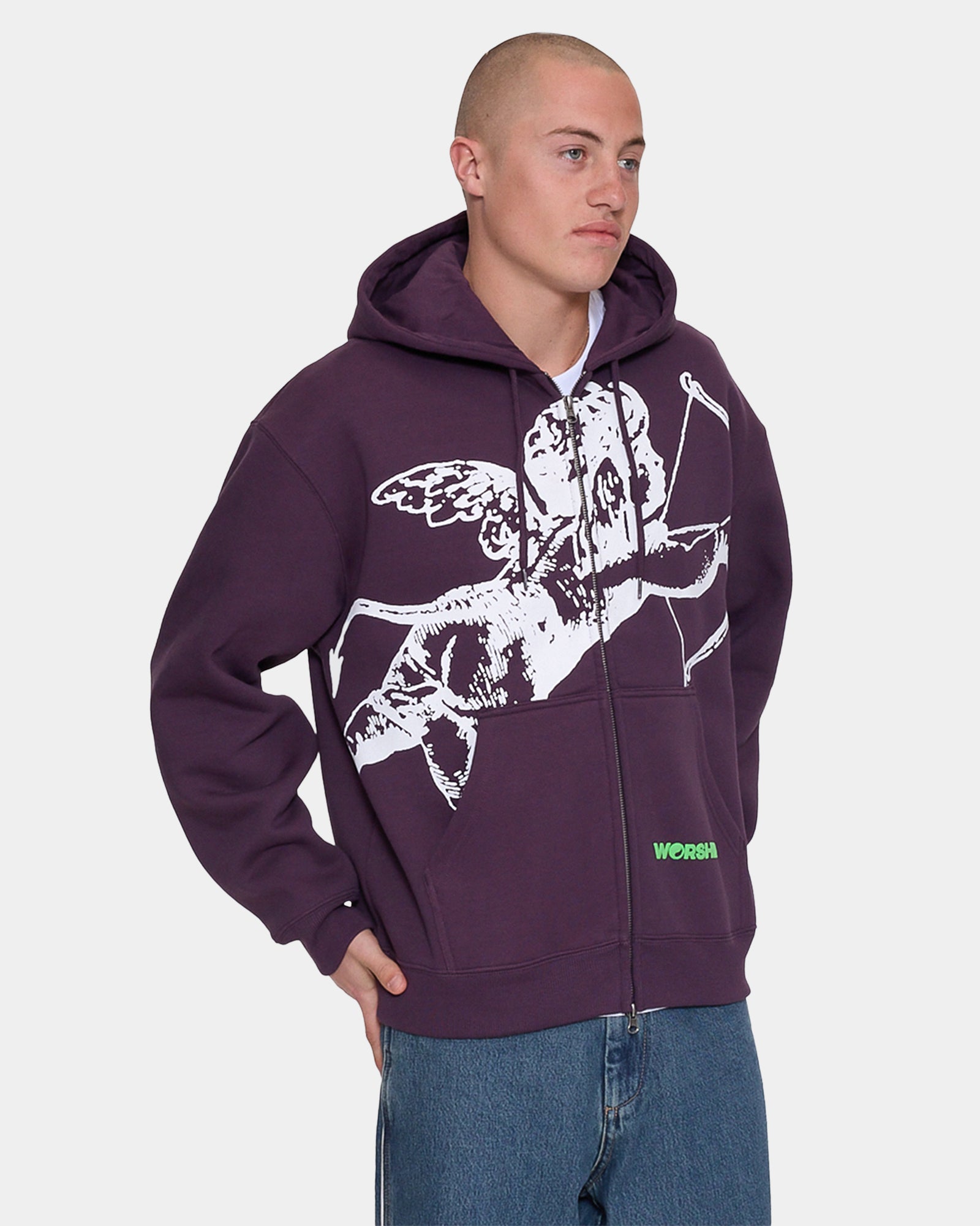 Mens Big Cherub Zip Up Hoodie