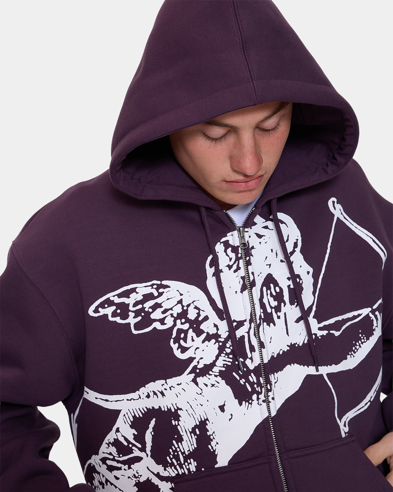 Mens Big Cherub Zip Up Hoodie
