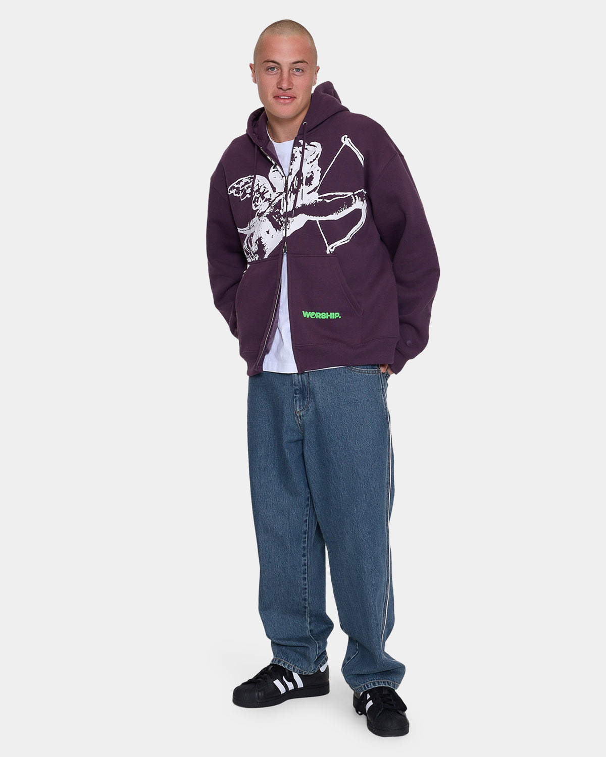 Mens Big Cherub Zip Up Hoodie