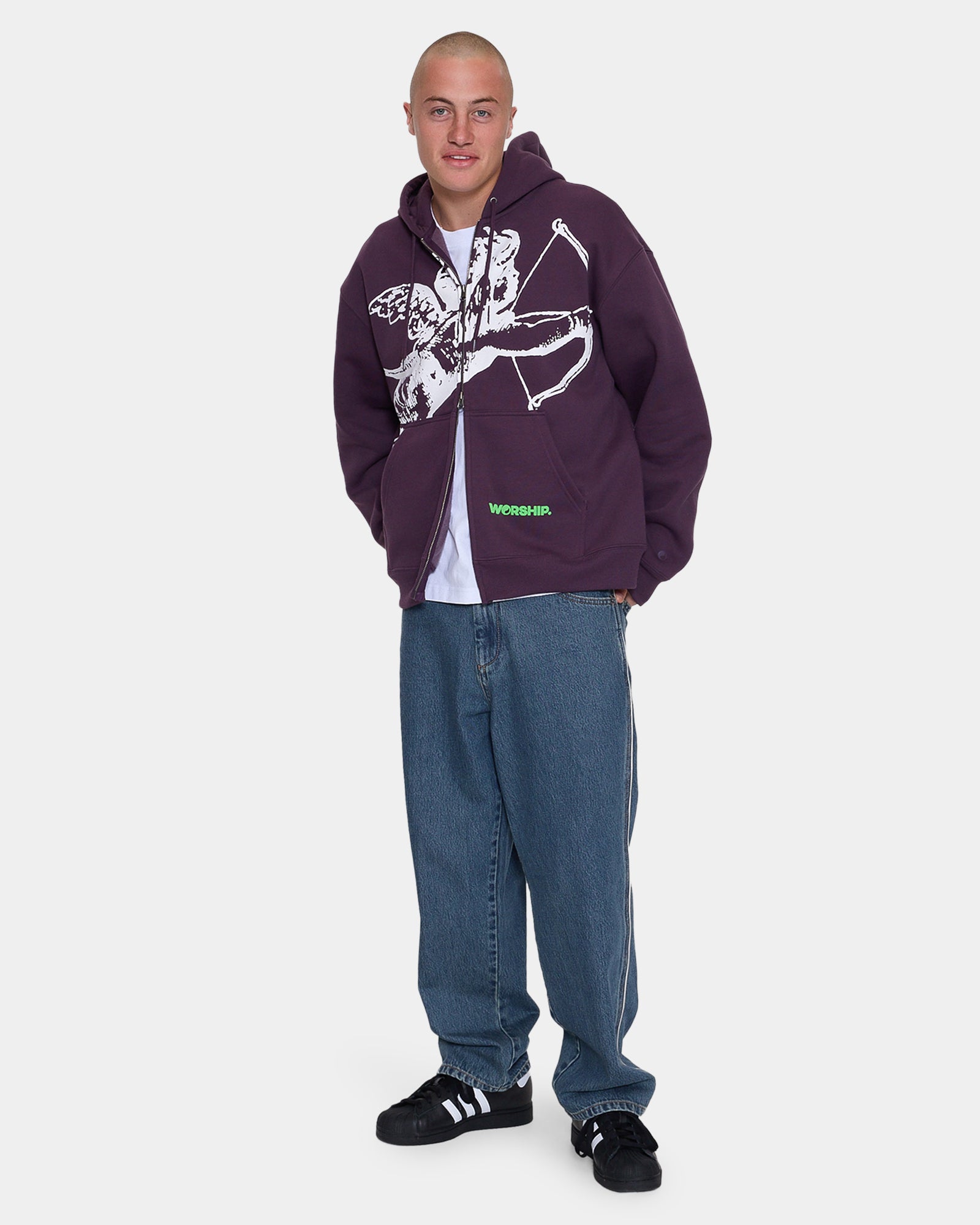Mens Big Cherub Zip Up Hoodie