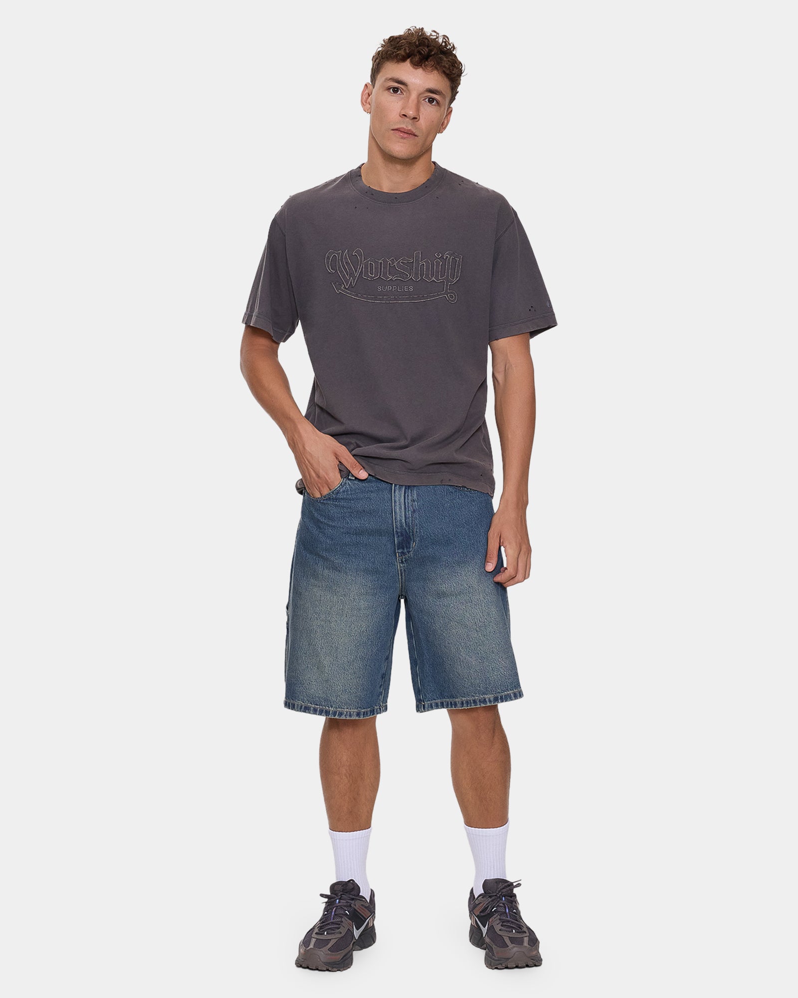 Mens Devilish Carpenter Denim Shorts