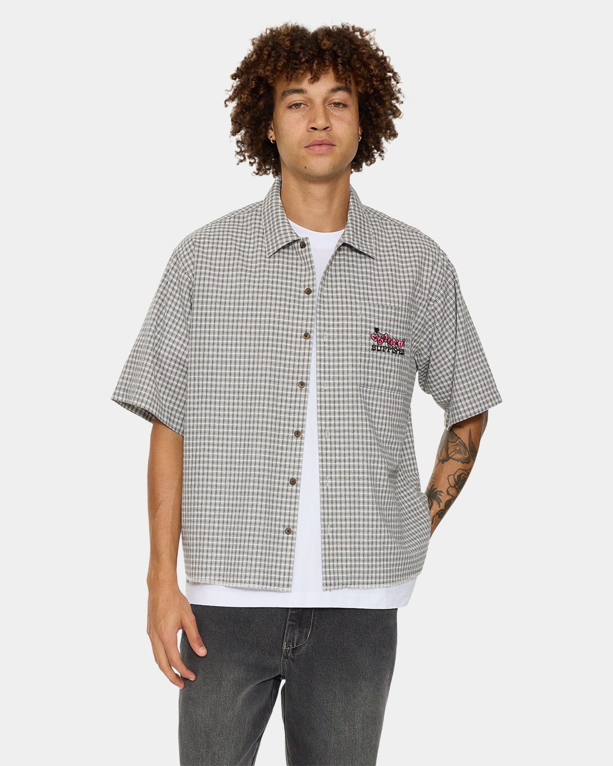 Mens Tainted Love Boxy Cropped Short Sleeve Shirt