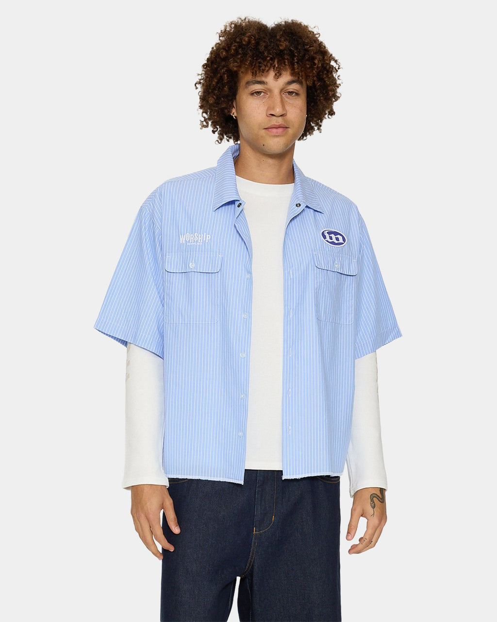 Mens Morality Boxy Cropped Short Sleeve Shirt