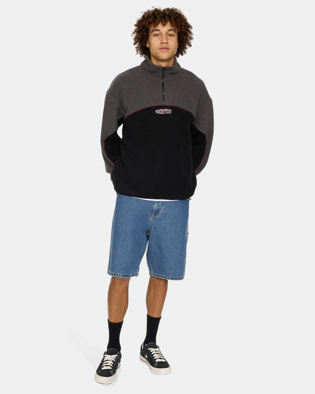 Mens Wyldstyle Quarter Zip Sherpa Fleece Jumper