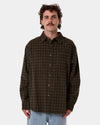 Mens Thrills Union Cord Check Long Sleeve Shirt
