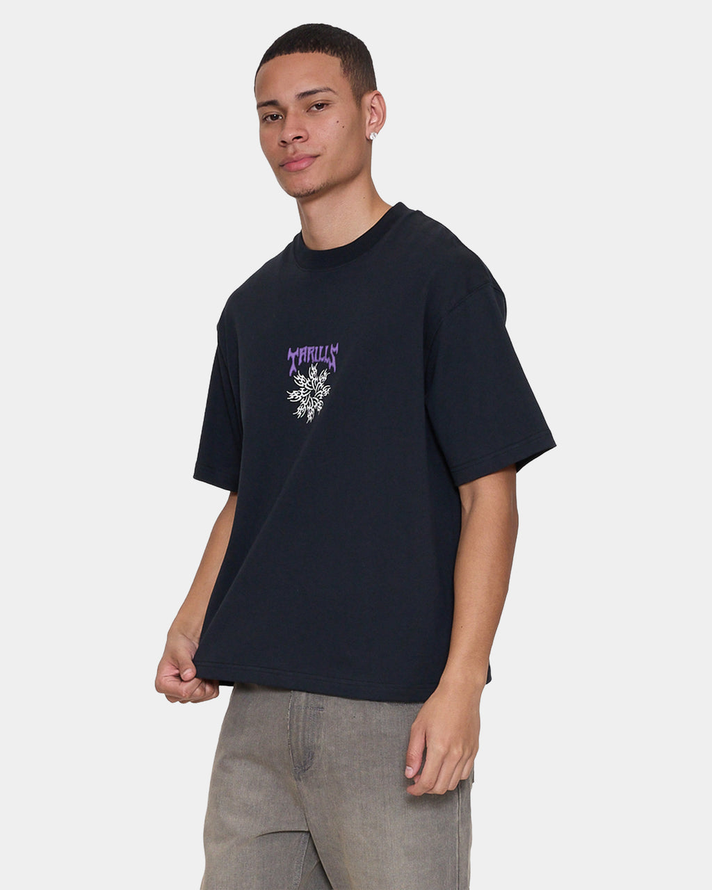 Mens Stagger Oversized Cropped T-Shirt