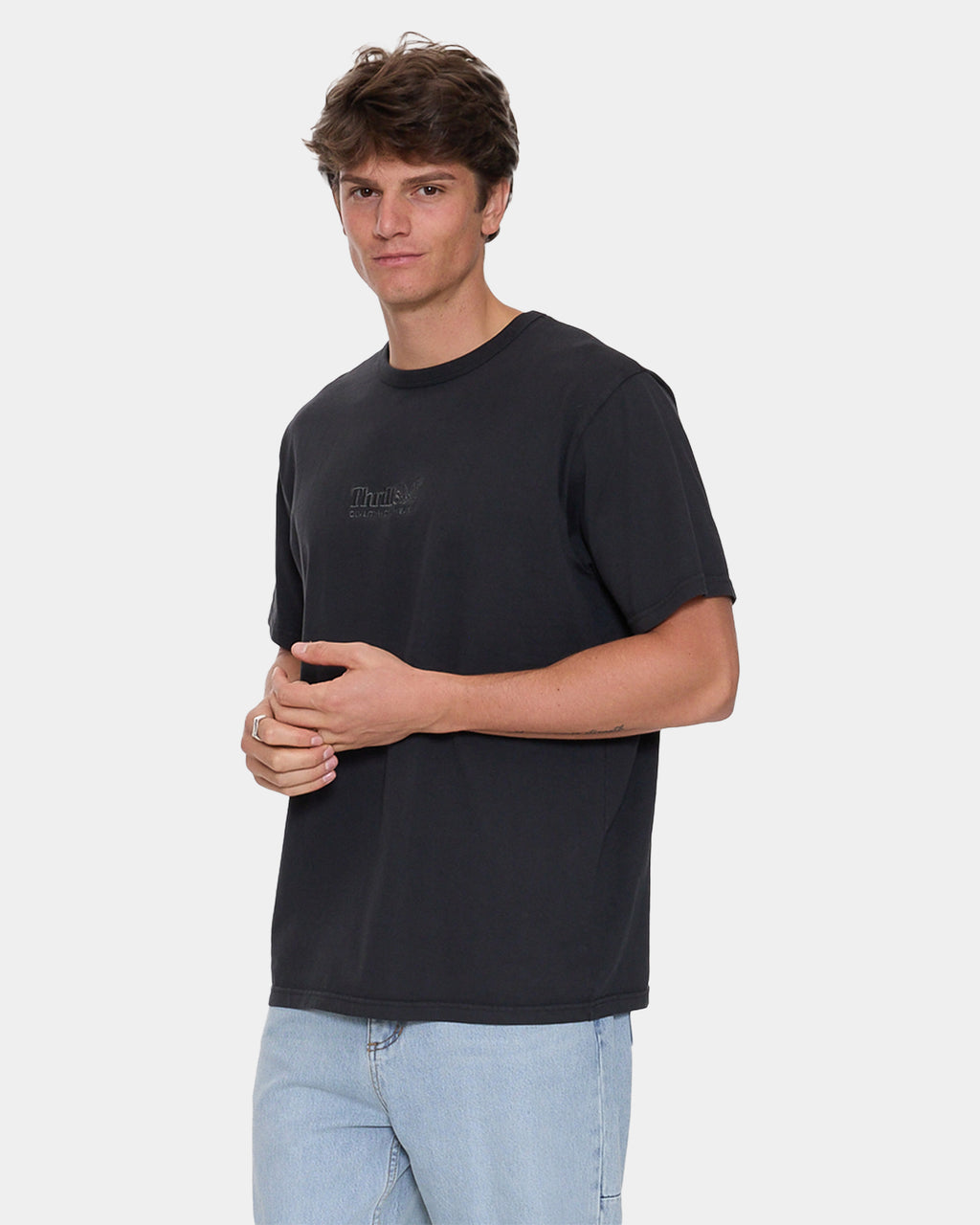 Mens Thrills Workwear Embro Merch Fit T-Shirt