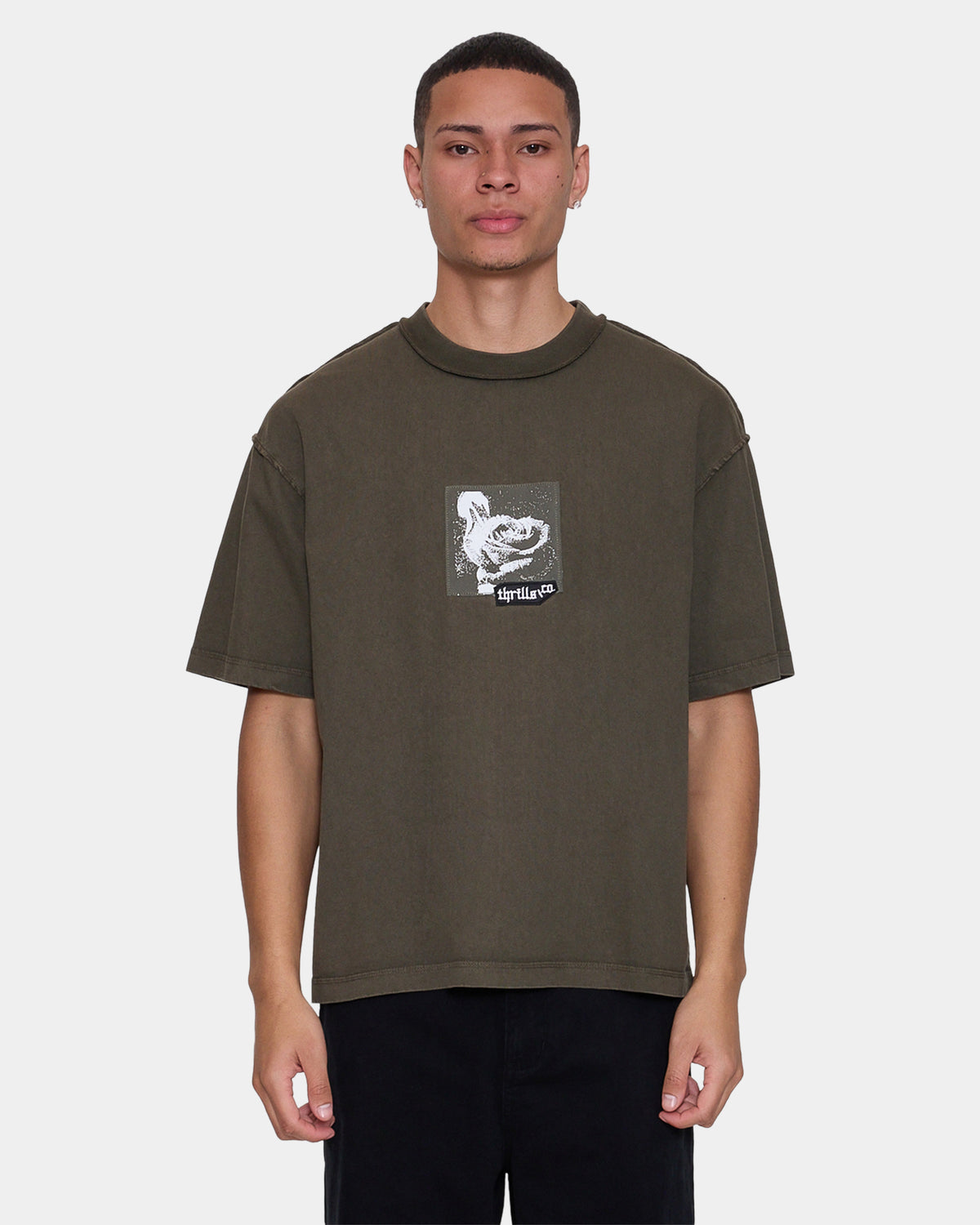 Mens Rose Brigade Oversized Cropped T-Shirt