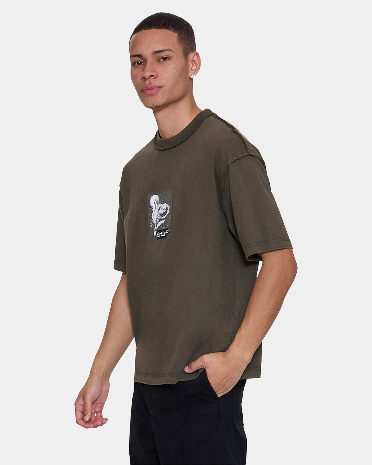 Mens Rose Brigade Oversized Cropped T-Shirt