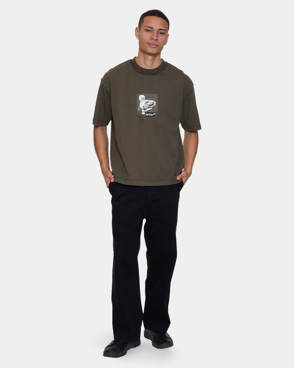Mens Rose Brigade Oversized Cropped T-Shirt