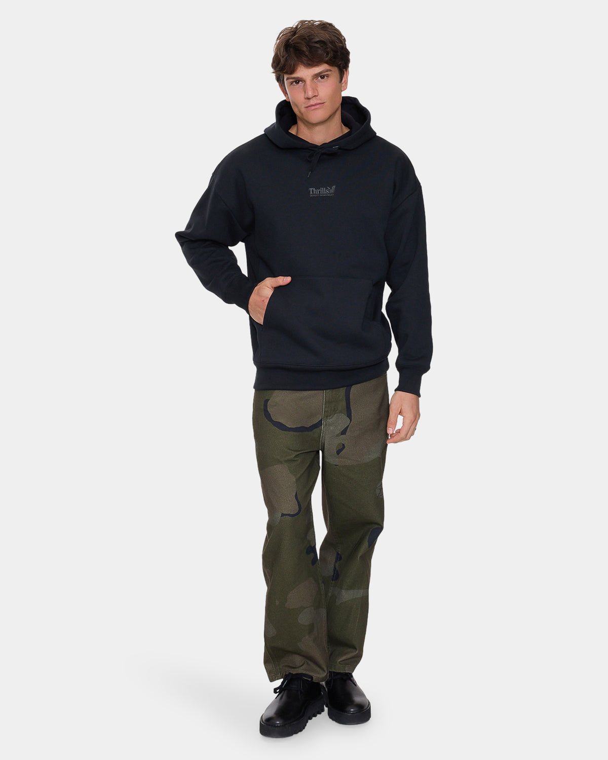 Mens Thrills Union Slouch Pullover Hoodie