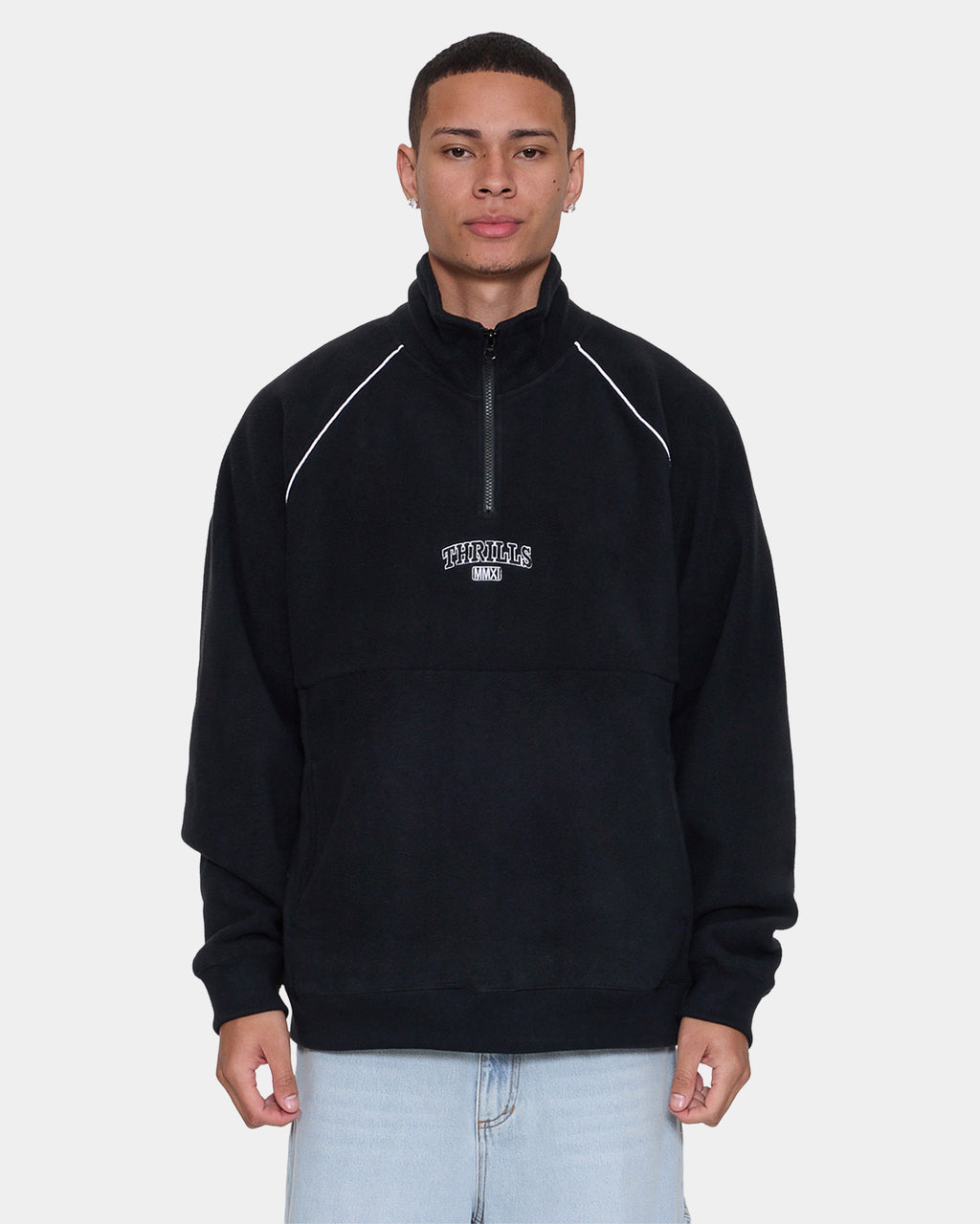 Mens Thrill Of Victory Raglan Quarter Zip Fleece Jumper