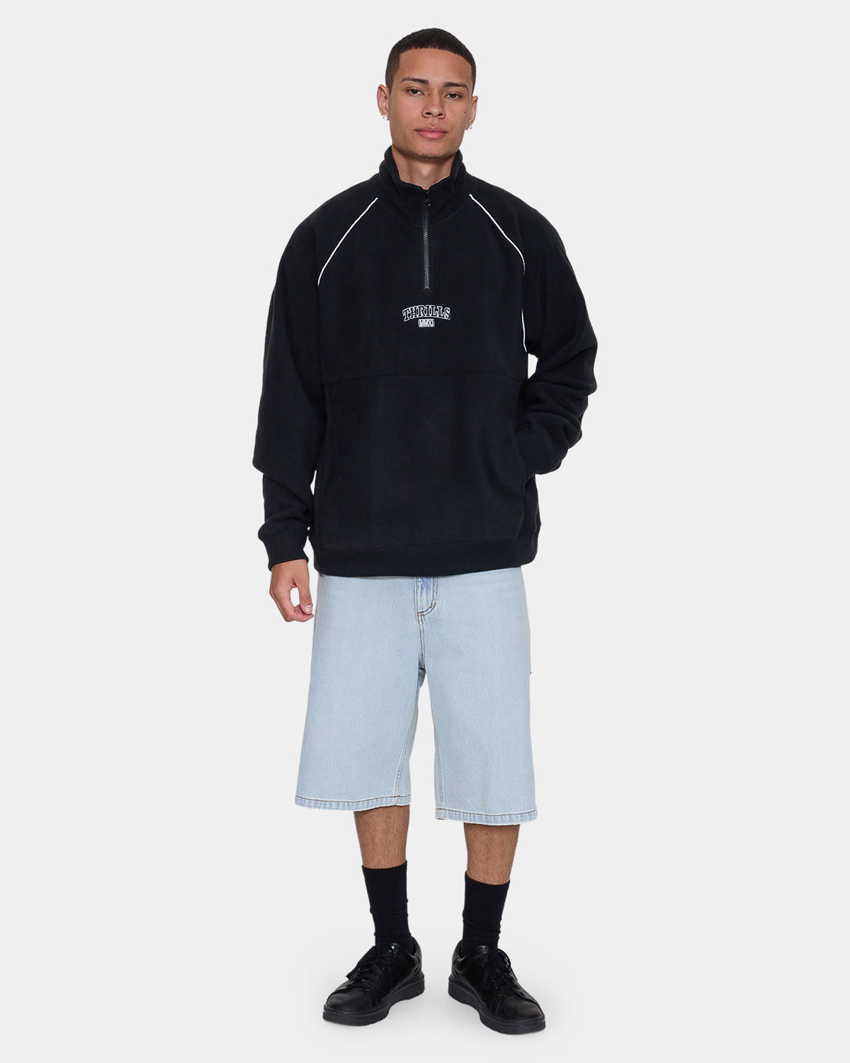 Mens Thrill Of Victory Raglan Quarter Zip Fleece Jumper