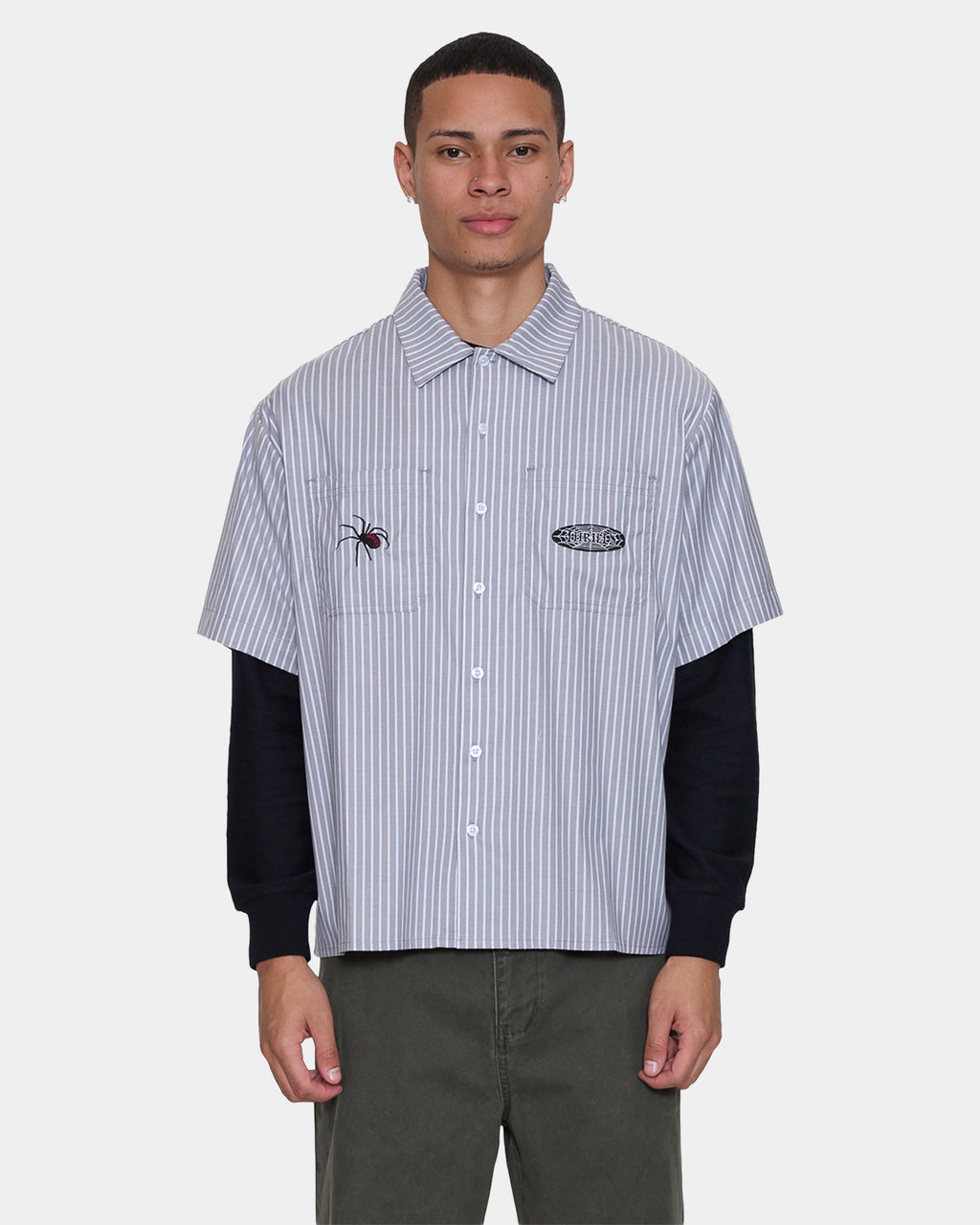 Mens Web Of Deceit Cropped Short Sleeve Shirt