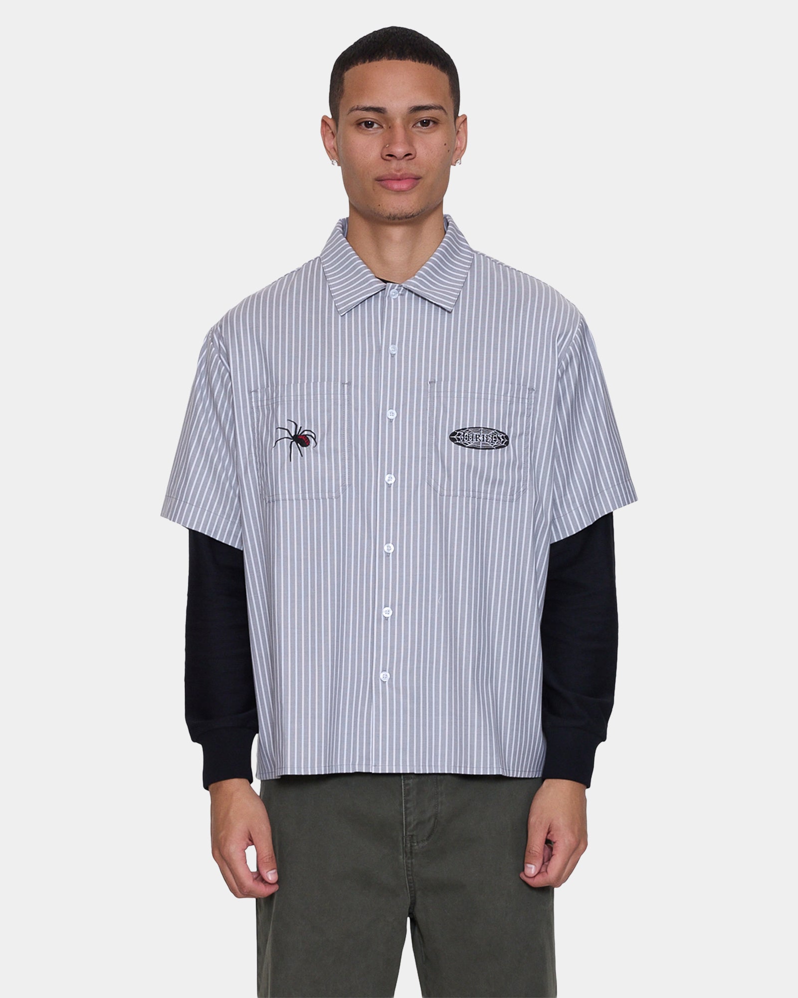 Mens Web Of Deceit Cropped Short Sleeve Shirt