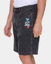 Mens Against All Odds Mid Slacker Relaxed Denim Shorts