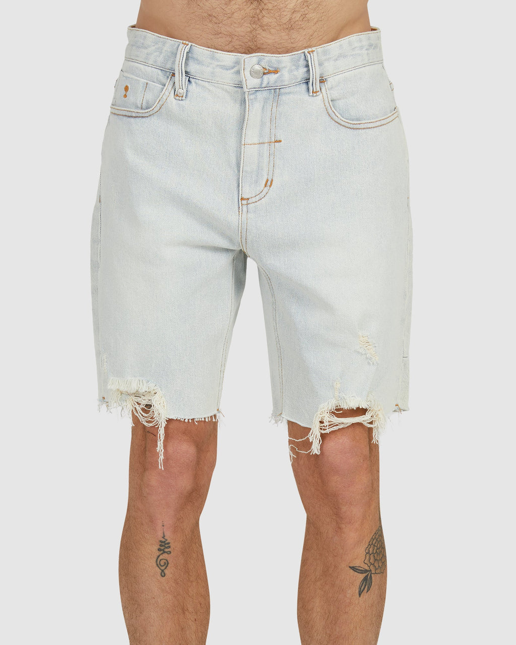MENS DESTROYED BONES DENIM SHORTS