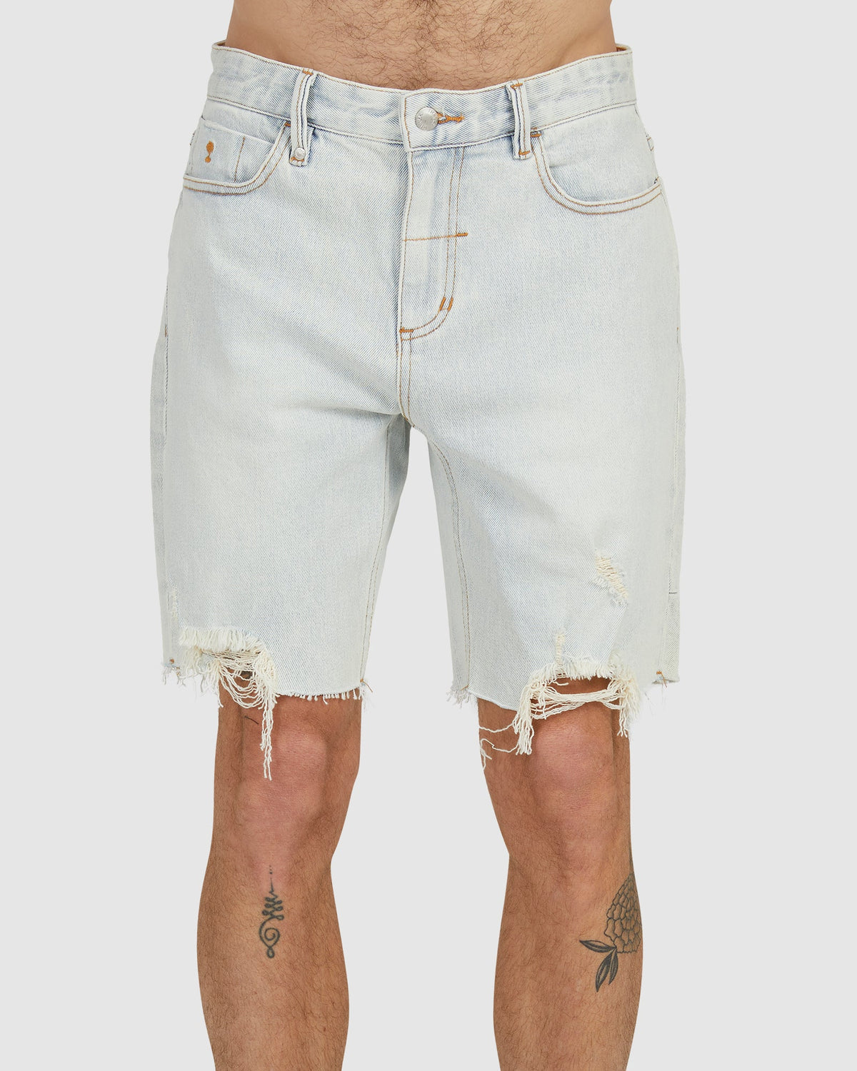 MENS DESTROYED BONES DENIM SHORTS