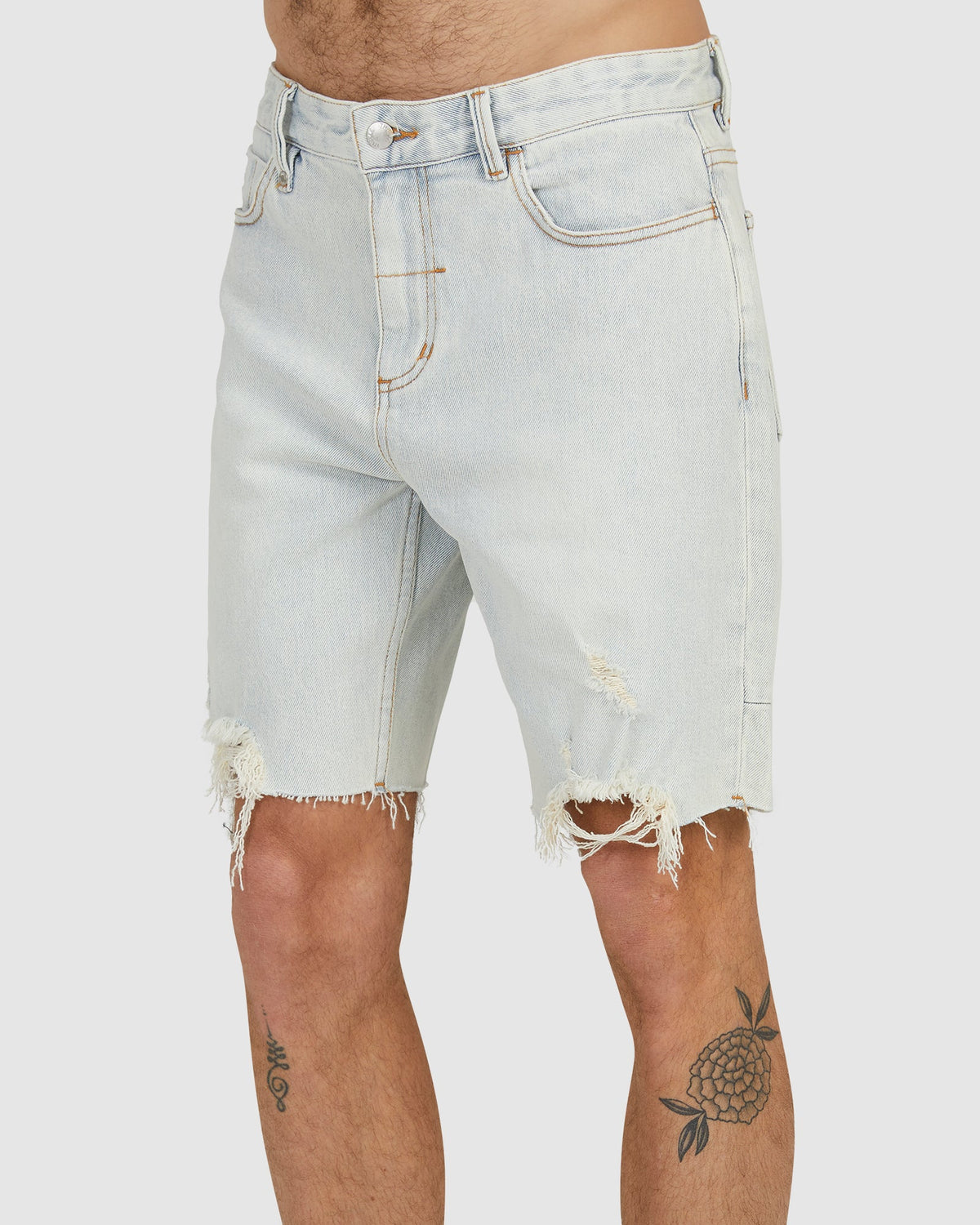 MENS DESTROYED BONES DENIM SHORTS