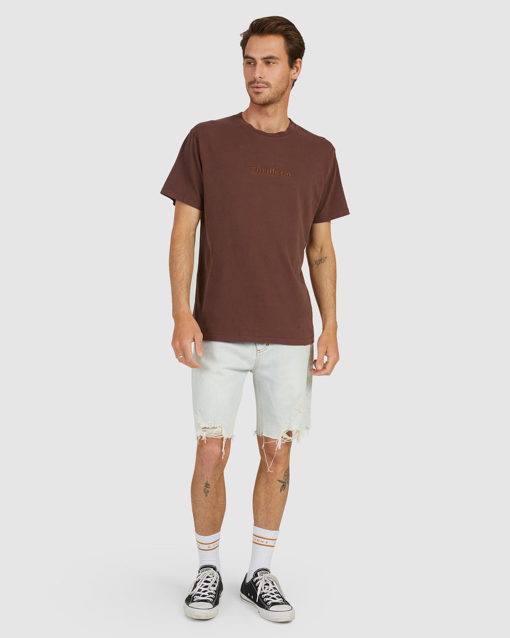 MENS DESTROYED BONES DENIM SHORTS