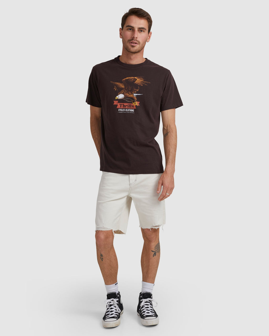 MENS DESTROYED BONES DENIM SHORTS