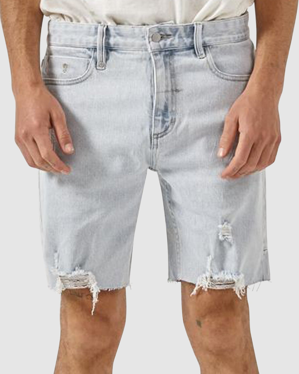 MENS DESTROYED BONES DENIM SHORTS