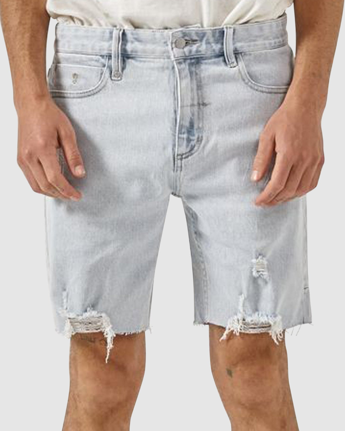 MENS DESTROYED BONES DENIM SHORTS