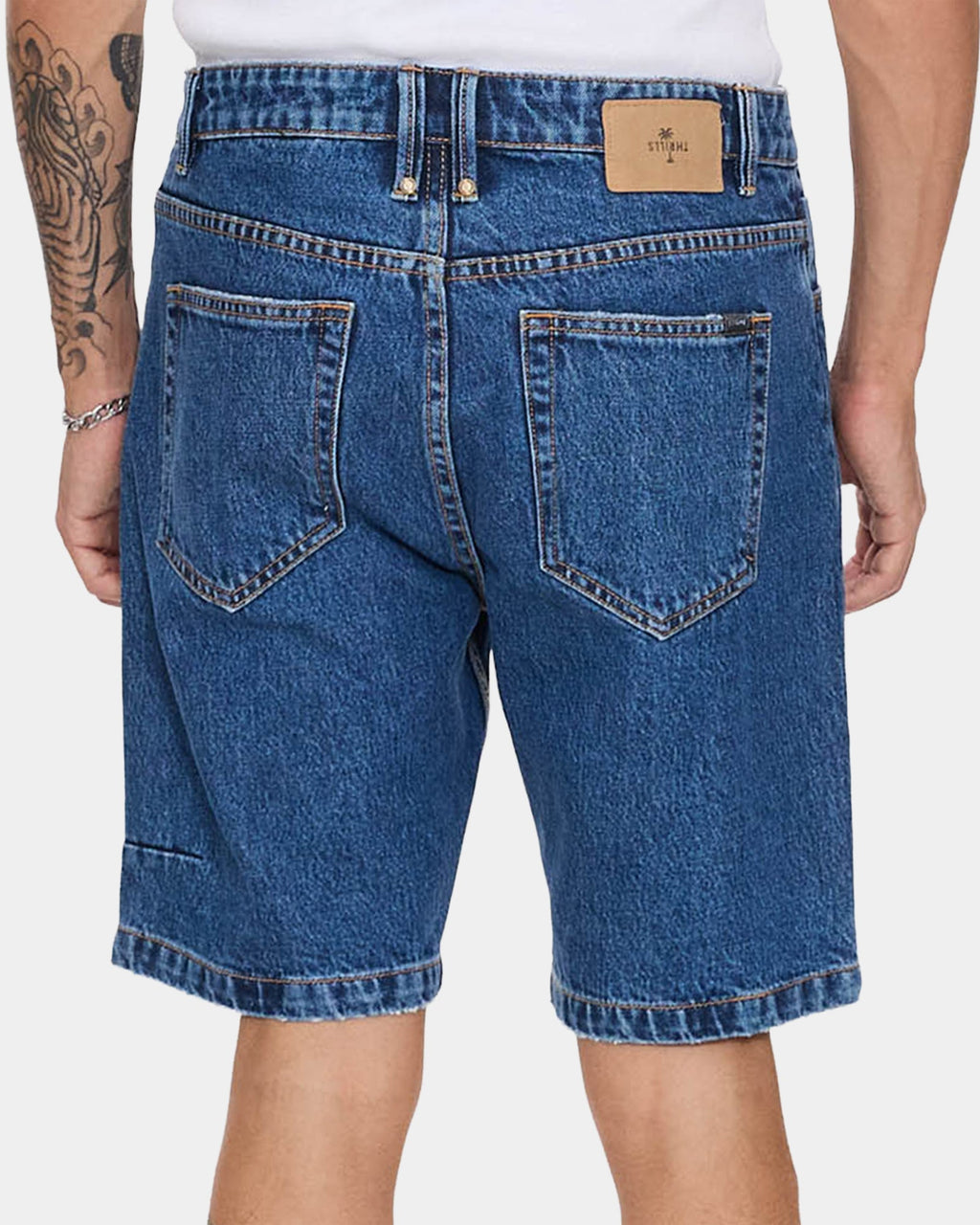 Mens Chopped Hem Slim Straight Denim Shorts