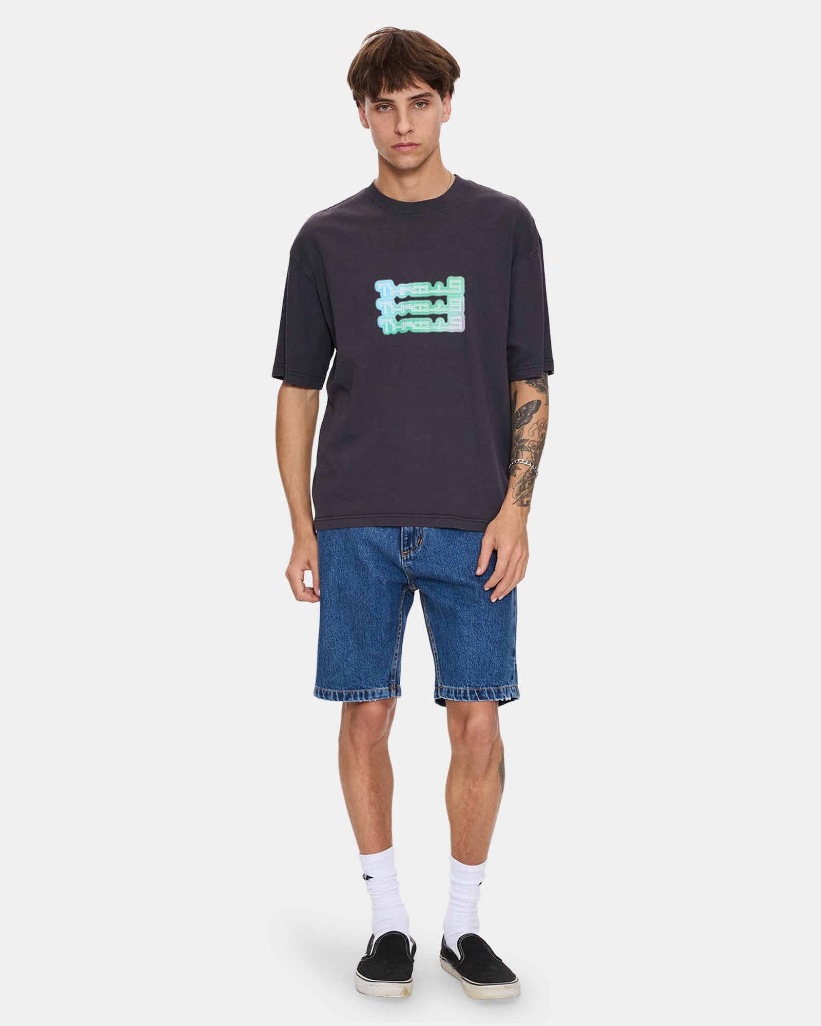 Mens Chopped Hem Slim Straight Denim Shorts
